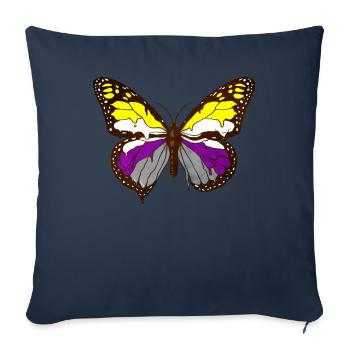 Non Binaire Fierté Drapeau Papillon Subtil LGBT - Housse de coussin décorative 45 x 45 cm - bleu marine - Devant