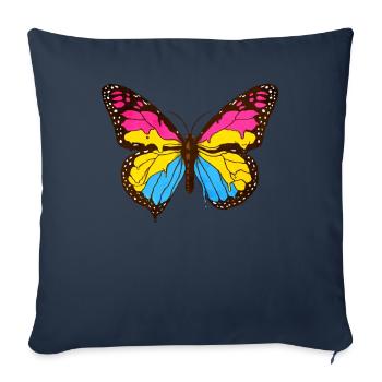 Pansexual Pride Pan Flag Butterfly Subtil - Housse de coussin décorative 45 x 45 cm - bleu marine - Devant