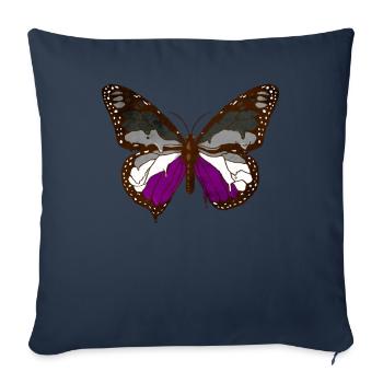 Asexual Pride Ace Flag Butterfly Subtil LG - Housse de coussin décorative 45 x 45 cm - bleu marine - Devant