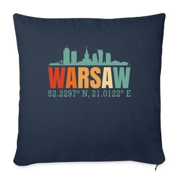 Pologne Varsovie Skyline - Housse de coussin décorative 45 x 45 cm - bleu marine - Devant
