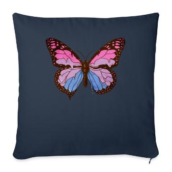 Transgender Pride Trans Flag Butterfly Subti - Sofa pillowcase 17,3'' x 17,3'' (45 x 45 cm) - navy - Front