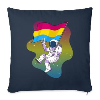 Pansexual Pride Pan Flag Space Astronaut Subtil - Housse de coussin décorative 45 x 45 cm - bleu marine - Devant