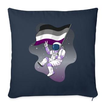 Asexual Fierté As Drapeau Astronaute Spatial Subtil - Housse de coussin décorative 45 x 45 cm - bleu marine - Devant