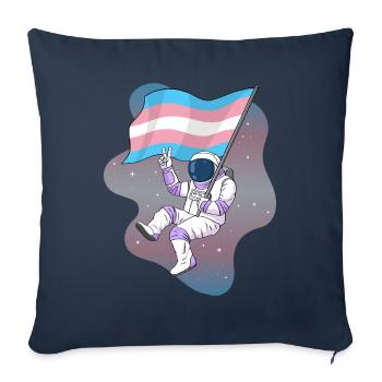 Transgender Pride Trans Flag Space Astronaut - Sofa pillowcase 17,3'' x 17,3'' (45 x 45 cm) - navy - Front