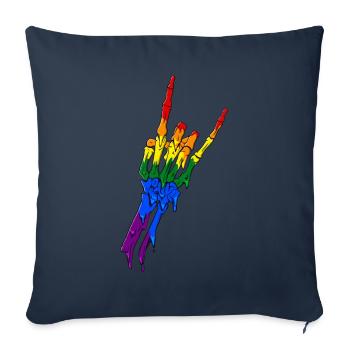 Gay Pride Rainbow Flag Devil Horn Ske - Sofa pillowcase 17,3'' x 17,3'' (45 x 45 cm) - navy - Front