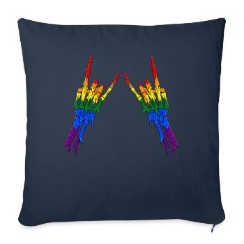 Gay Pride Rainbow Flag Devil Horn Ske - Sofa pillowcase 17,3'' x 17,3'' (45 x 45 cm) - navy - Front