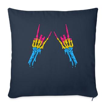 Pansexual Pride Pan Flag Devil Horn Skeleton - Sofa pillowcase 17,3'' x 17,3'' (45 x 45 cm) - navy - Front