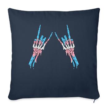 Transgender Pride Trans Flag Devil Horn Skeleton - Sofa pillowcase 17,3'' x 17,3'' (45 x 45 cm) - navy - Front