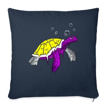 Non binaire Fierté Flag Tortue de Mer Subtil - Housse de coussin décorative 45 x 45 cm - bleu marine - Devant