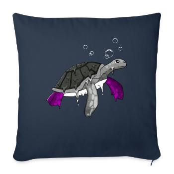Asexual Pride Ace Flag Sea Turtle Subti - Housse de coussin décorative 45 x 45 cm - bleu marine - Devant