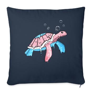 Transgender Pride Trans Flag Sea Turtle S - Sofa pillowcase 17,3'' x 17,3'' (45 x 45 cm) - navy - Front