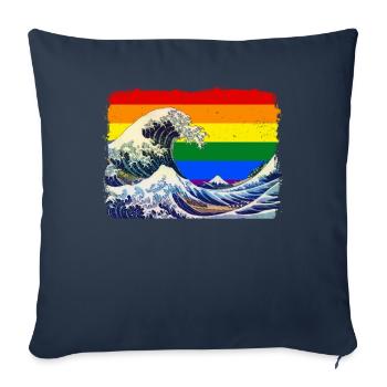Gay Pride Rainbow Flag Big Wave Off Kanagaw - Sofa pillowcase 17,3'' x 17,3'' (45 x 45 cm) - navy - Front