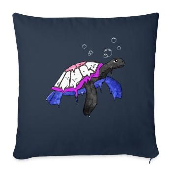 Genre Fluid Pride Flag Sea Turtle Subtil - Housse de coussin décorative 45 x 45 cm - bleu marine - Devant