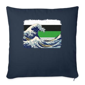 Demiromantic Pride Flag Great Wave off Kanaga - Sofa pillowcase 17,3'' x 17,3'' (45 x 45 cm) - navy - Front