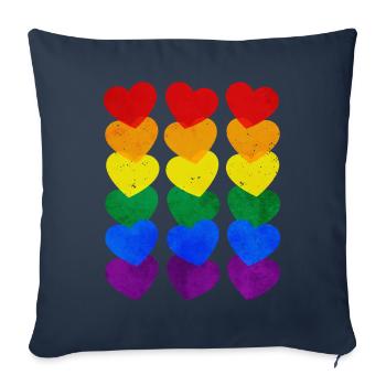 Gay Pride Rainbow Flag Hearts Subtil - Housse de coussin décorative 45 x 45 cm - bleu marine - Devant