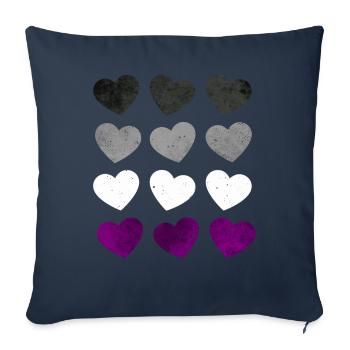 Asexual Pride Ass Flag Hearts Subtil LGBTQ - Housse de coussin décorative 45 x 45 cm - bleu marine - Devant