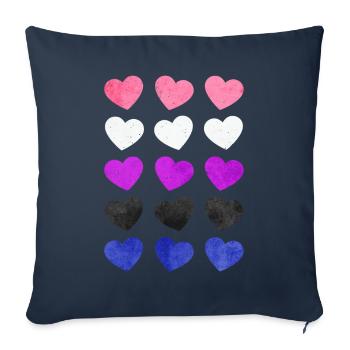 Gender Fluid Pride Flag Hearts Subtle LGBTQ - Sofa pillowcase 17,3'' x 17,3'' (45 x 45 cm) - navy - Front
