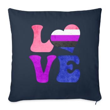 Gender Fluid Pride Flag LOVE Heart LGBTQ - Sofa pillowcase 17,3'' x 17,3'' (45 x 45 cm) - navy - Front