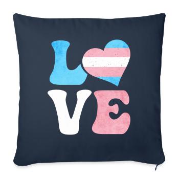 Transgender Stolz Trans Flagge LIEBE Herz LGBTQ - Sofakissenbezug 45 x 45 cm - Navy - Vorne