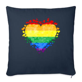 Gay Pride Rainbow Flag Heart Sublte - Sofa pillowcase 17,3'' x 17,3'' (45 x 45 cm) - navy - Front