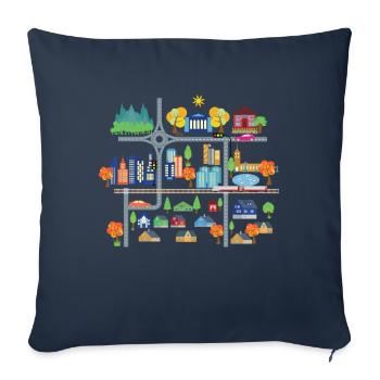 Tapis de jeu Massage sur tapis de jeu - Housse de coussin décorative 45 x 45 cm - bleu marine - Devant