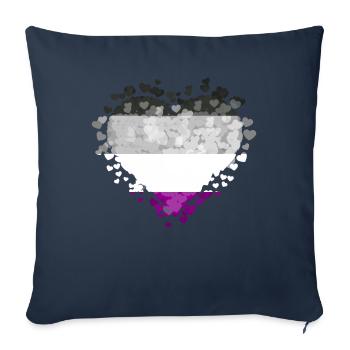 Asexual Pride Ass Flag Hearts Sublte LGBTQ - Sofa pillowcase 17,3'' x 17,3'' (45 x 45 cm) - navy - Front