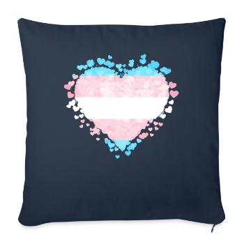 Transgender Stolz Trans Flagge Herzen Sublte LGBTQ - Sofakissenbezug 45 x 45 cm - Navy - Vorne