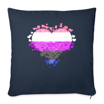 Gender Fluid Pride Flag Hearts Sublte LGBTQ - Sofa pillowcase 17,3'' x 17,3'' (45 x 45 cm) - navy - Front