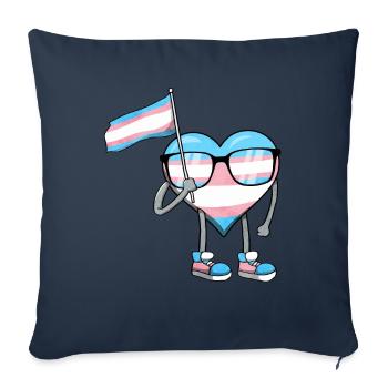 Transgender Stolz Trans Flagge Herz Sublte LGBTQ - Sofakissenbezug 45 x 45 cm - Navy - Vorne