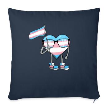 Transgender Stolz Trans Flagge Herz Sublte LGBTQ - Sofakissenbezug 45 x 45 cm - Navy - Vorne