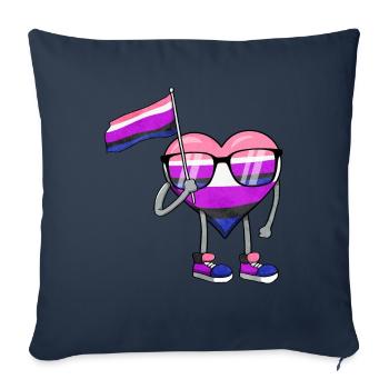 Gender Fluid Pride Flag Heart Sublte LGBTQ - Sofa pillowcase 17,3'' x 17,3'' (45 x 45 cm) - navy - Front