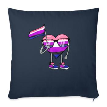 Gender Fluid Pride Flag Heart Sublte LGBTQ - Sofa pillowcase 17,3'' x 17,3'' (45 x 45 cm) - navy - Front