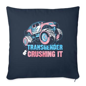 Transgender Pride Monster Truck - Housse de coussin décorative 45 x 45 cm - bleu marine - Devant