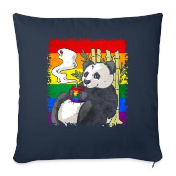 Gay Pride Rainbow Flag Panda Coffee S - Sofa pillowcase 17,3'' x 17,3'' (45 x 45 cm) - navy - Front