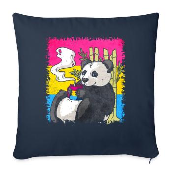 Pansexual Pride Pan Flag Panda Coffee Sublte LG - Sofa pillowcase 17,3'' x 17,3'' (45 x 45 cm) - navy - Front