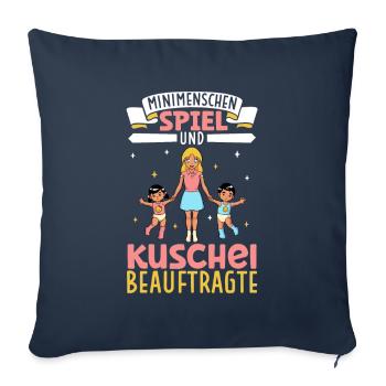 -personnes jouent et câlinent l’officier - Housse de coussin décorative 45 x 45 cm - bleu marine - Devant
