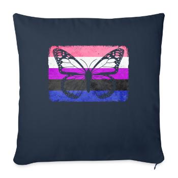 Gender Fluid Pride Flag Butterfly Sublte - Sofa pillowcase 17,3'' x 17,3'' (45 x 45 cm) - navy - Front