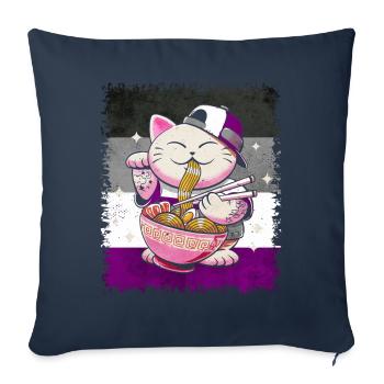 Asexual Pride Ass Flag Japanese Ramen Cat - Sofa pillowcase 17,3'' x 17,3'' (45 x 45 cm) - navy - Front