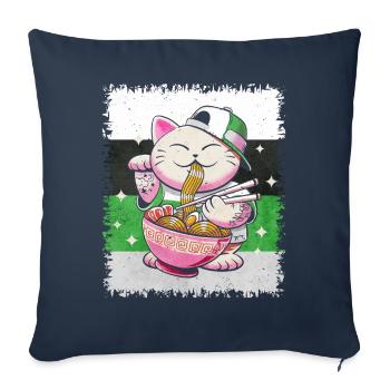 Demiromantic Pride Flag Japanese Ramen Kat - Sofa pillowcase 17,3'' x 17,3'' (45 x 45 cm) - navy - Front