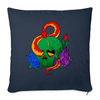 gay pride rainbow flag skull snake - Sofa pillowcase 17,3'' x 17,3'' (45 x 45 cm) - navy - Front