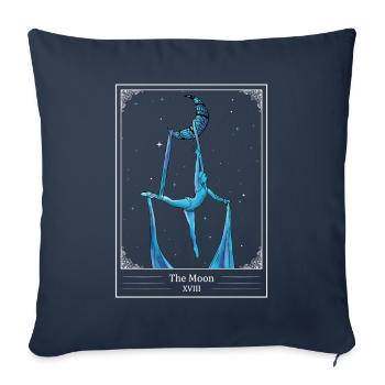 Aérien Soie Acrobate Aérien Carte de Tarot La Lune - Housse de coussin décorative 45 x 45 cm - bleu marine - Devant