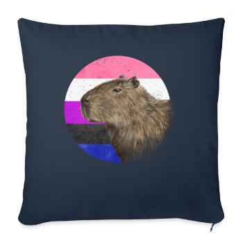 Genre Fluid Pride Flag Capybara Sublte LGBT - Housse de coussin décorative 45 x 45 cm - bleu marine - Devant