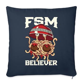 Flying Spaghetti Monster Pastafarianism FSM - Sofa pillowcase 17,3'' x 17,3'' (45 x 45 cm) - navy - Front