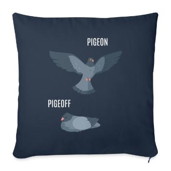 PigeON PigeOFF pigeons pigeons drôle - Housse de coussin décorative 45 x 45 cm - bleu marine - Devant