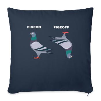 PigeON PigeOFF pigeons pigeons drôle - Housse de coussin décorative 45 x 45 cm - bleu marine - Devant