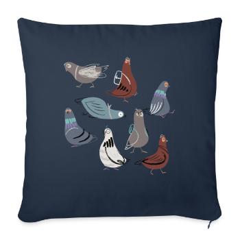 Drôle mignons pigeons enfants pigeon - Housse de coussin décorative 45 x 45 cm - bleu marine - Devant