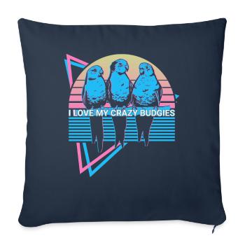 Budgie Parakeet Retro - Sofa pillowcase 17,3'' x 17,3'' (45 x 45 cm) - navy - Front
