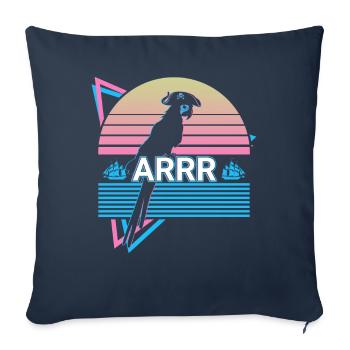 Perruche Perroquet Rétro - Housse de coussin décorative 45 x 45 cm - bleu marine - Devant