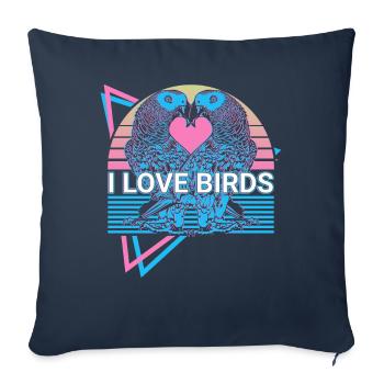 Parakeet Parrot Retro - Sofa pillowcase 17,3'' x 17,3'' (45 x 45 cm) - navy - Front