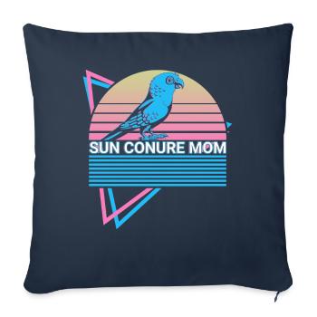Perruche Mama Perruche Rétro - Housse de coussin décorative 45 x 45 cm - bleu marine - Devant